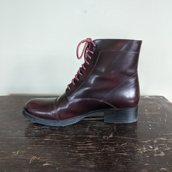 David Tyler Burgundy Leather Lace Up Boot - Picture 8 of 11